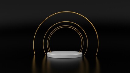 Abstract golden podium luxury and modern platform for product display advertising with golden circle