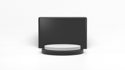 3d geometric shape black and white podium for product display minimal background 3d render