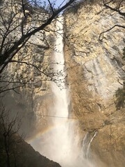 Majestic waterfall in Weesen in Switzerland