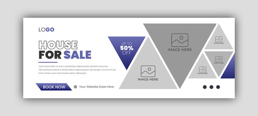 Real estate web banner and social media facebook cover template
