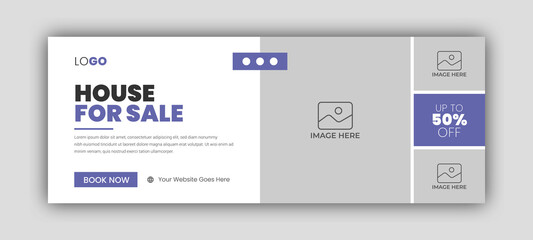 Real estate web banner and social media facebook cover template