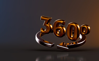 360 degrees arrow icon on dark background 3d render concept for  app ads logotype web website