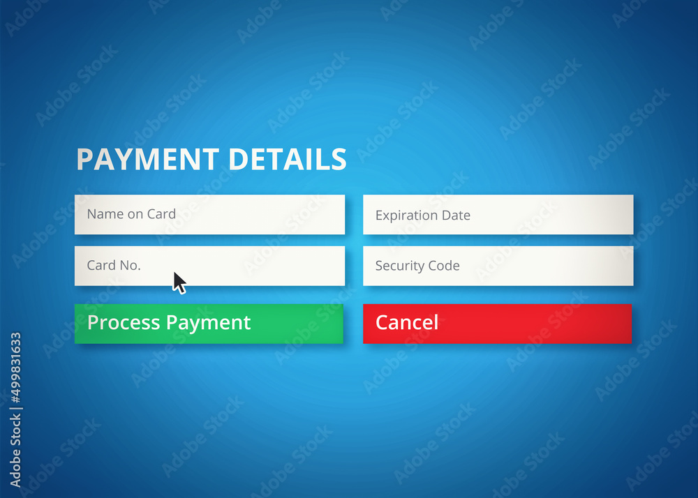 Poster shot of an internet banking webpage requesting payment details - all design on this image is created