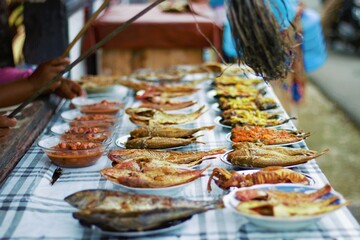 South East Maluku, Indonesia - February 29, 2022: Collection of Salted Fish For Sale