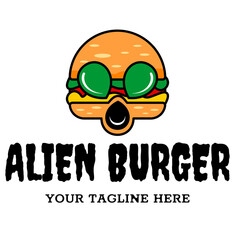 vector illustration of alien burger. suitable for fast food restaurant logos, culinary and cafe.