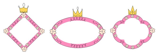 Set of pink mirror or photo frame for little princess  © Yulia Zelinskaya
