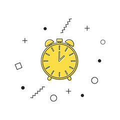 Stopwatch icon. Yellow timer icon with geometric shapes on white background. Vector