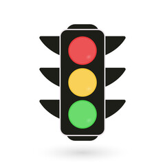 Traffic control light, signal with red, yellow and green color flat icon for apps and websites. Vector