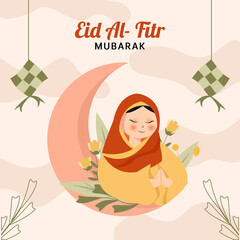 flat eid al fitr illustration background