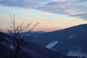 sunset in the mountains