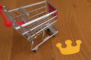 Shopping cart on modern background.