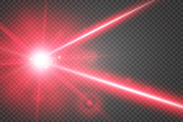 Abstract laser beam. Transparent isolated on black background. Vector illustration.	