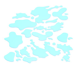Puddles from the water. Set of isometric 3d objects isolated on white background.