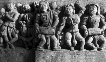 Hoysaleswara Temple sculpture work Halebidu Karnataka India, 12th-century Hindu temple dedicated to Shiva, It is the largest monument in Halebidu, the former Hoysala capital.