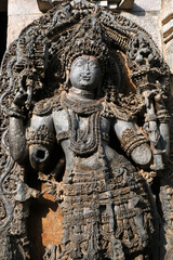 Hoysaleswara Temple sculpture work Halebidu Karnataka India, 12th-century Hindu temple dedicated to Shiva, It is the largest monument in Halebidu, the former Hoysala capital.