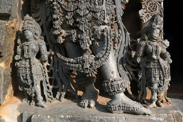 Hoysaleswara Temple sculpture work Halebidu Karnataka India, 12th-century Hindu temple dedicated to Shiva, It is the largest monument in Halebidu, the former Hoysala capital.