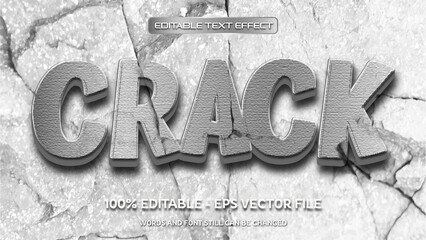 Crack editable text effect with natural stone background