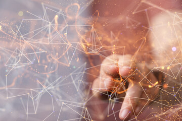 Abstract network of physical devices on the Internet using a network connection with statistics...