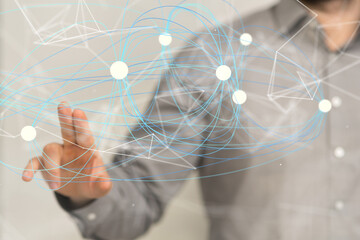 Global network. Blockchain. 3D illustration. Neural networks and artificial intelligence. Abstract