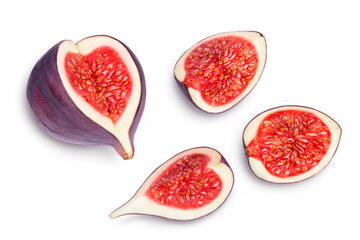 fig fruits isolated on white background with clipping path. Top view. Flat lay