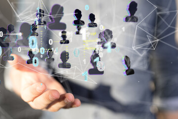 Global network. Blockchain. 3D illustration. Neural networks and artificial intelligence. Abstract ...