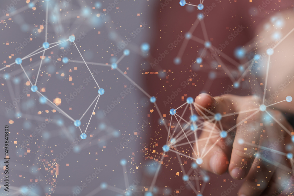 Wall mural cloud network computer connects to internet server service for cloud data transfer
