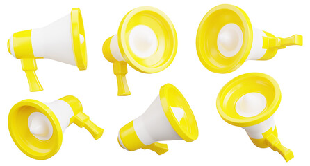 3d render of retro megaphone on white background,with clipping path.