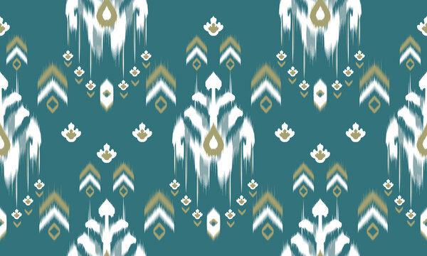 ikat ethnic oriental ikat pattern traditional Design for background,carpet,wallpaper,clothing,wrapping,Batik,fabric,Vector illustration.embroidery style.