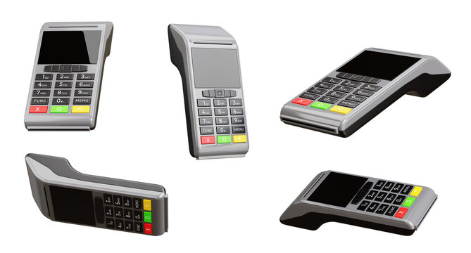 3d render of credit card reader on white background,with clipping path.