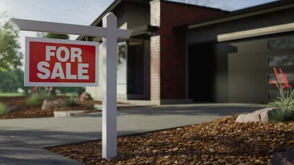 Animated scene of house for sale