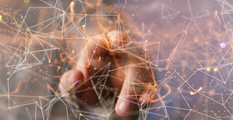 Digital technology background. Network connection dots and lines.