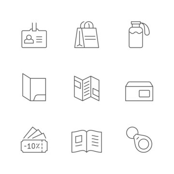 Set line icons of promotional materials