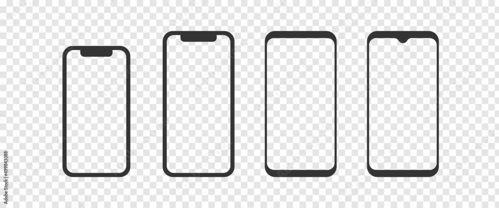 Aufkleber smartphone mockup concept and device different models front view flat vector illustration.
