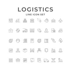 Set line icons of logistics