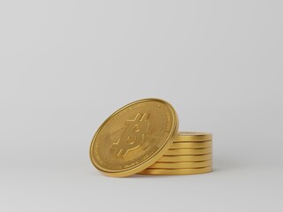 3d shape crypto coin on white background
