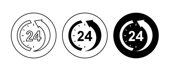 24 Hours a day service icon, All day cyclic sign, symbol, logo, illustration, editable stroke, flat design style isolated on white