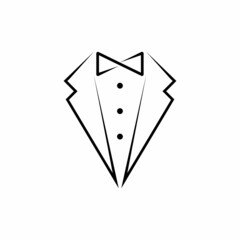 Bow tie Tuxedo Suit Men.Vintage Tailor.Wedding suit.Dinner service symbol