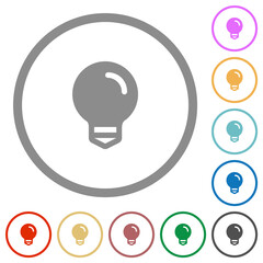 Light bulb solid flat icons with outlines