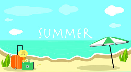 Fototapeta premium beautiful beach sea in summer vector pattern