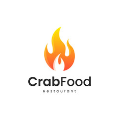 crab claw with fire gradient colorful logo, sea food modern logo

