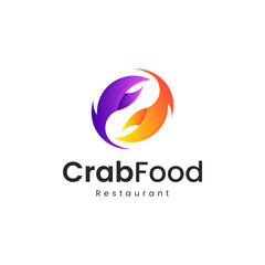 crab claw gradient colorful logo, sea food modern logo
