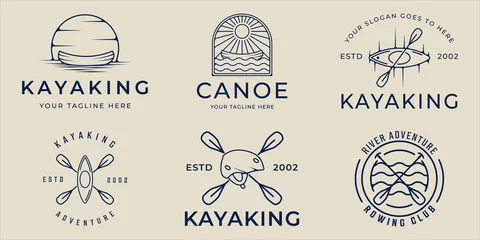 Foto op Canvas set of kayak or canoe logo vector line art simple illustration template icon graphic design. bundle collection of various paddle or rowing sign or symbol for adventure sport travel and business © zyxroun