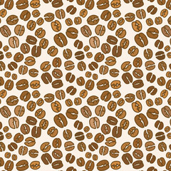 Seamless pattern background of hand drawn coffee bean 