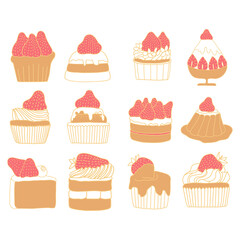 Hand drawn doodle art strawberry menu on white background