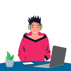 Male office worker,preparing for a presentation.