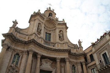 Fototapeta na wymiar baroque church (basilica santa maria) in catania (sicily - italy) 