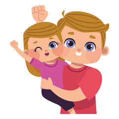 blond father and daughter