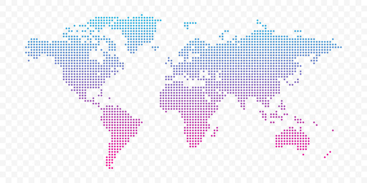 Fototapeta Vector world map infographic symbol. Blue pink circle gradient icon on transparent background. International global illustration sign. Design element for business, web, presentation, data report