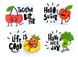 cute cartoon fruit character posters.