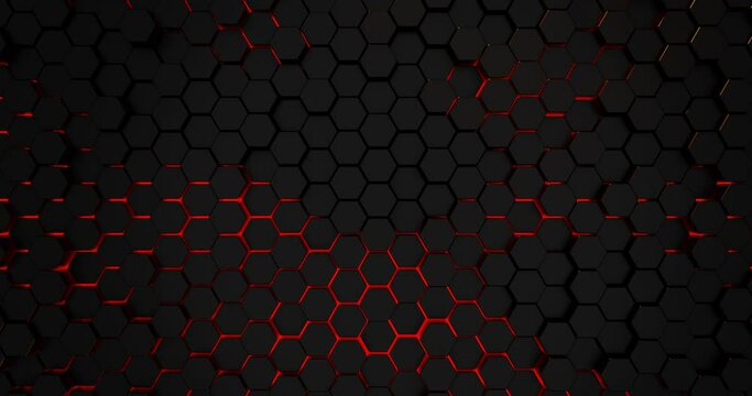 animated background of the black hexagons with red outlines